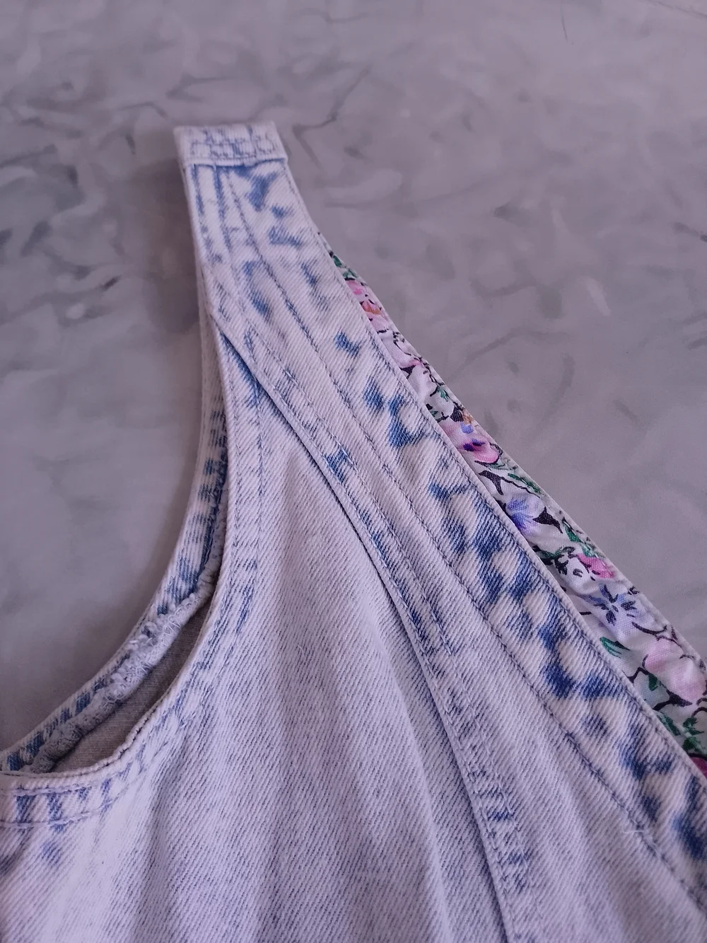 Vintage 80s 90s Acid Wash  Floral Ruffle Mini Short Dress - Picture 8 of 12